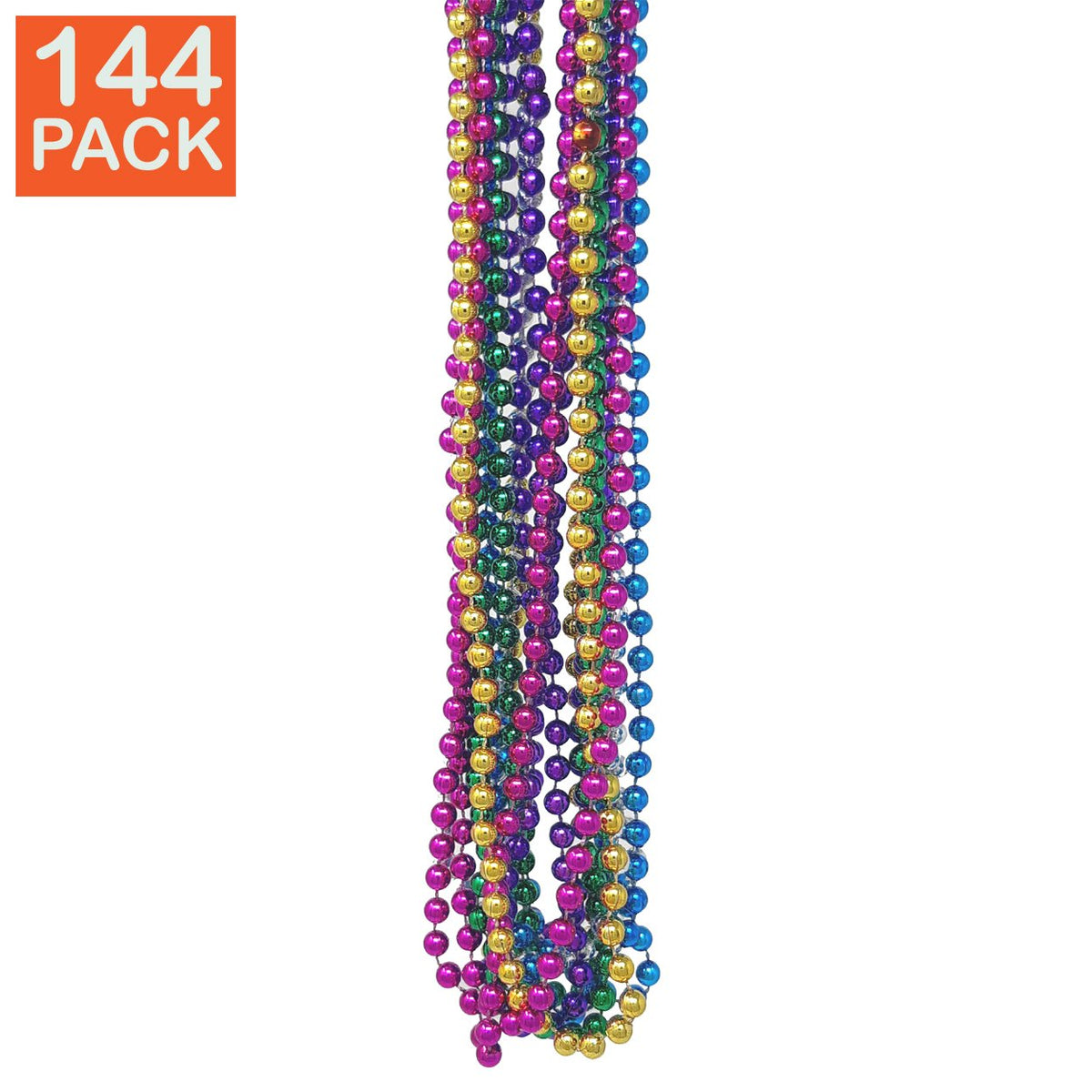 Rainbow Mardi Gras Beads - Jewelry - 48 Pieces, 24/2651