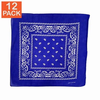 Blue Paisley Bandanas (pack of 12)