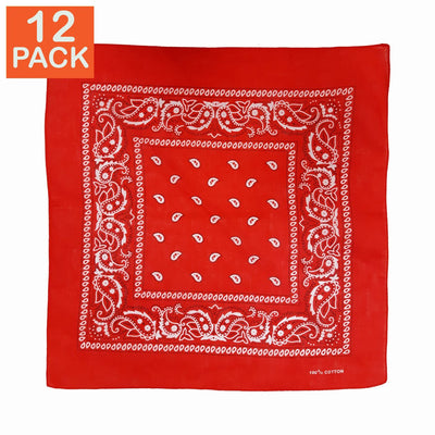 Red Paisley Bandanas (pack of 12)