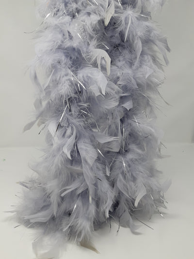Boa en plumes argentées de 6 pieds et 60 grammes