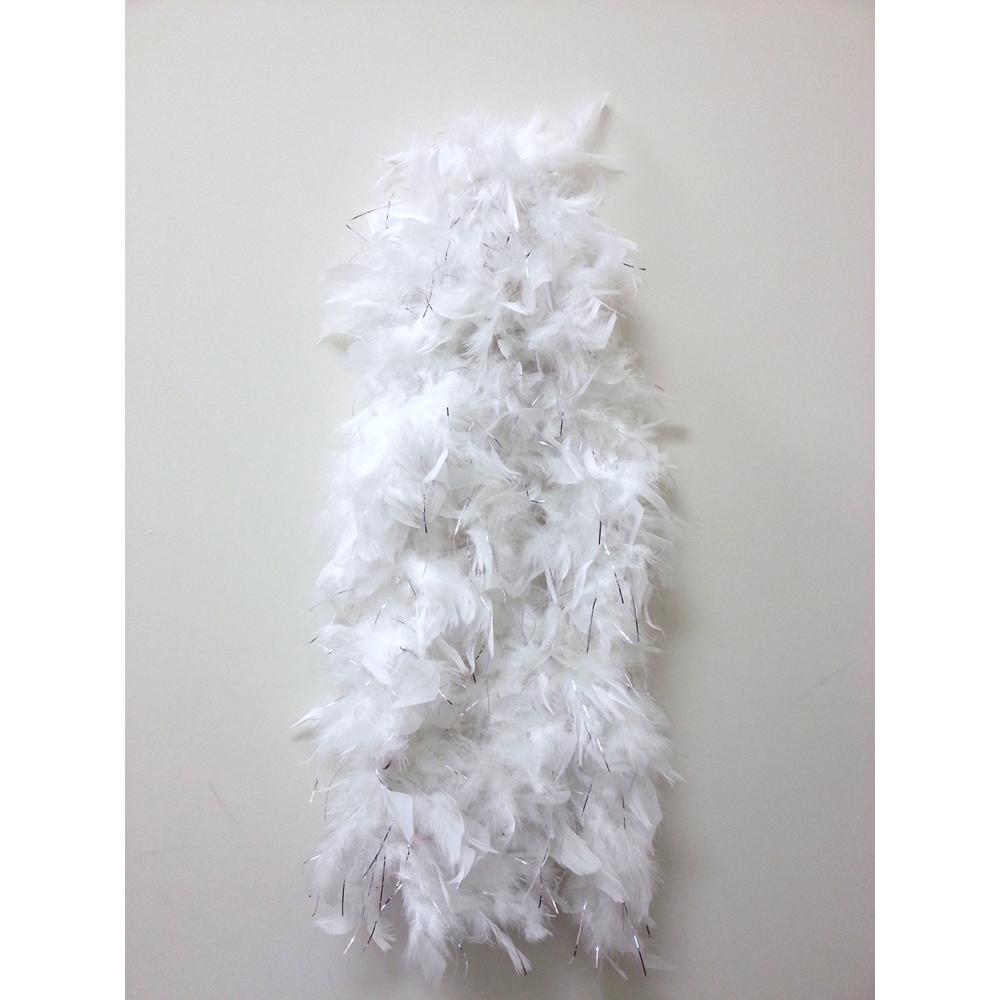 Feather Boa: 60g White with Red Tips